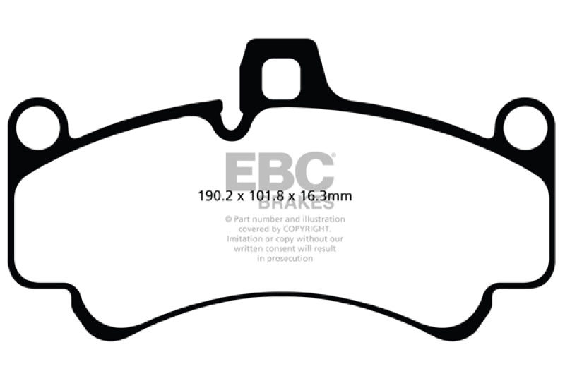 
                      
                        EBC 01-03 Porsche 911 (996) (Cast Iron Rotor only) 3.6 Twin Turbo GT2 Yellowstuff Front Brake Pads
                      
                    