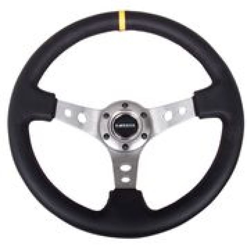 
                      
                        NRG Reinforced Steering Wheel (350mm / 3in. Deep) Blk Leather w/Gunmetal Cutout Spoke & Yellow CM
                      
                    