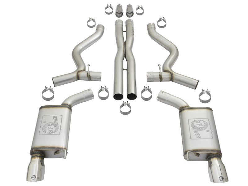 aFe MACHForce XP 3-calowe sportowe układy wydechowe Cat-Back z polerowanymi końcówkami 15-17 Ford Mustang V6/V8