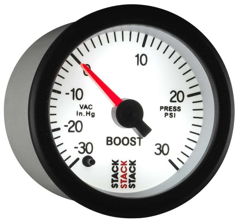 
                      
                        Autometer Stack 52mm -30INHG to +30 PSI (Incl T-Fitting) Pro Stepper Motor Boost Press Gauge - White
                      
                    