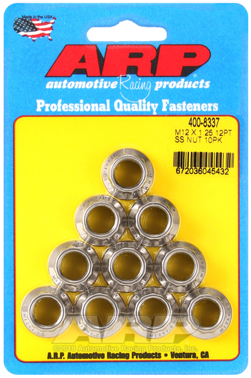 ARP M12 x 1.25 M14 WR 12pt Nut Kit - 10 Pack