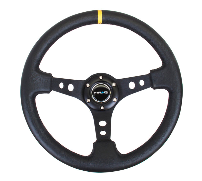 
                      
                        NRG Reinforced Steering Wheel (350mm / 3in. Deep) Blk Leather w/Blk Cutout Spoke/Yellow Center Mark
                      
                    