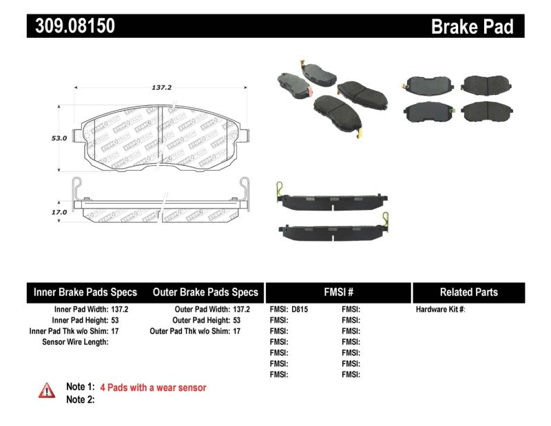 
                      
                        StopTech Performance 02-05 Infiniti G35 / 07-09 Nissan Altima/Sentra / 6/02-05 350Z Front Brake Pa
                      
                    