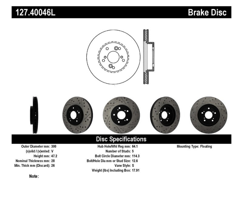 
                      
                        StopTech Nissan 370Z / 01-03 Acura CL / 06 EL / 04-09 TSX / 03-07 Honda Accord Coupe M/T / 05-08 Se
                      
                    