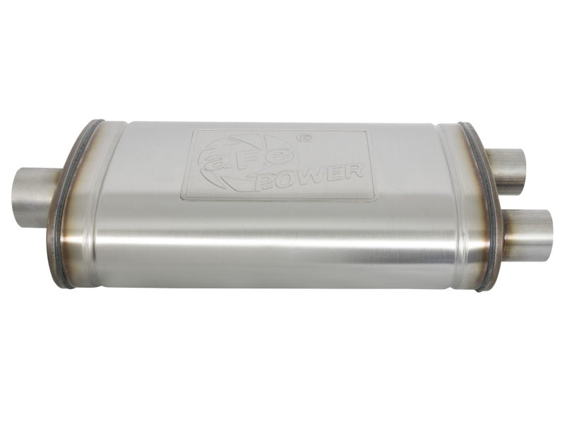 
                      
                        aFe MACHForce XP SS Muffler 3in Center Inlet / 2.5in Dual Outlets 22in L x 11in W x 6in H Body
                      
                    