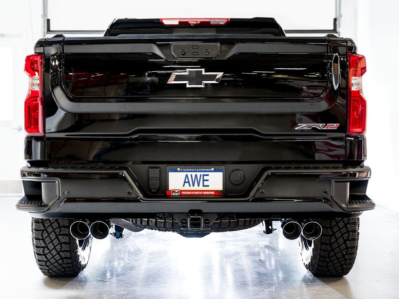 
                      
                        AWE Tuning 22-23 GMC Sierra 1500 AT4X 6.2L 0FG Catback Split Dual (Flat Bumper) - Chrome Silver Tips
                      
                    