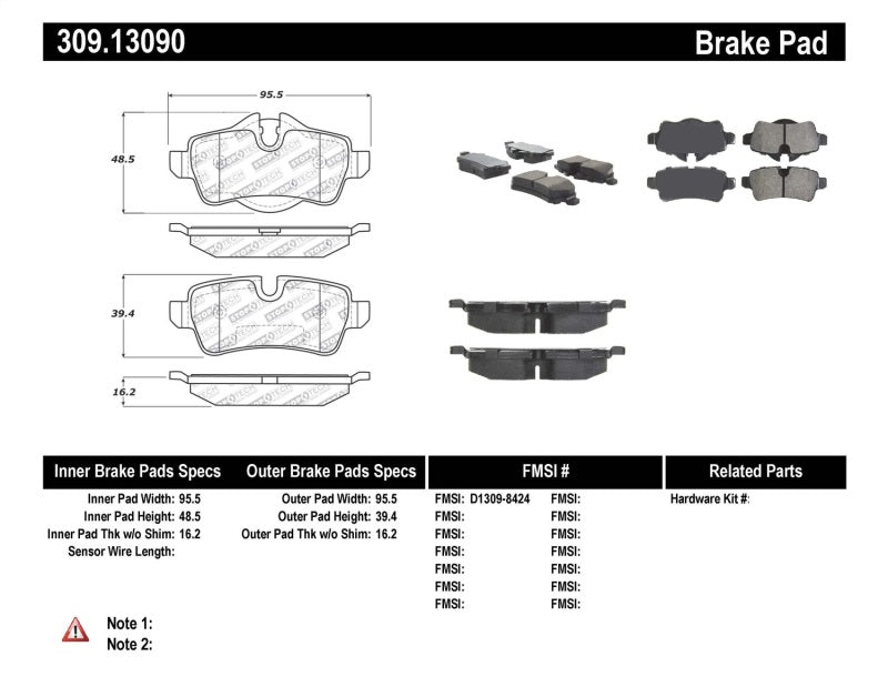 StopTech Performance 07-09 Mini Cooper/Cooper S Rear Brake Pads