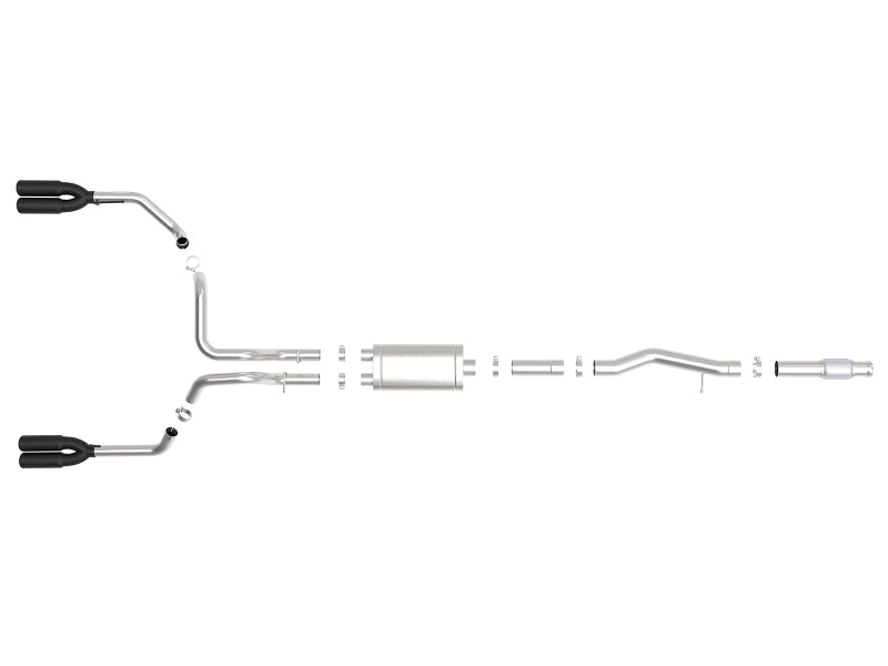 aFe Vulcan Series 4-3 cale 304SS Wydech Cat-Back z czarnymi końcówkami 2019 GM Silverado/Sierra 1500 V8-6.2L