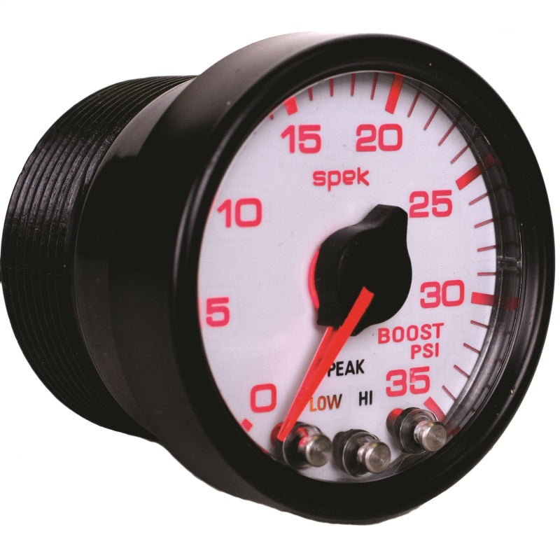 
                      
                        Autometer Spek-Pro Gauge Boost 2 1/16in 35psi Stepper Motor W/Peak & Warn White/Black
                      
                    