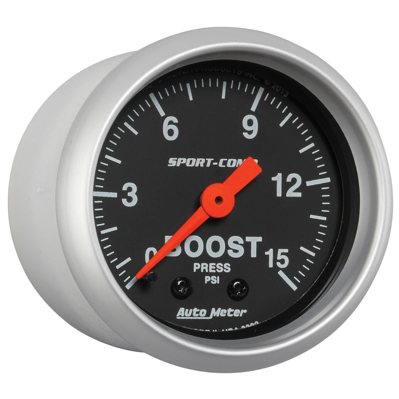 
                      
                        Autometer 2-1/16in 0-15 PSI Mechanical Sport-Comp Boost Pressure Gauge
                      
                    