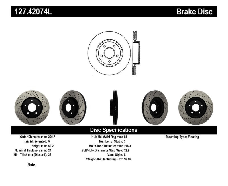 
                      
                        StopTech 1/02-05 Infiniti G35 (alloy disc) / 6/02-05 Nissan 350Z Slotted & Drilled Left Front Rotor
                      
                    