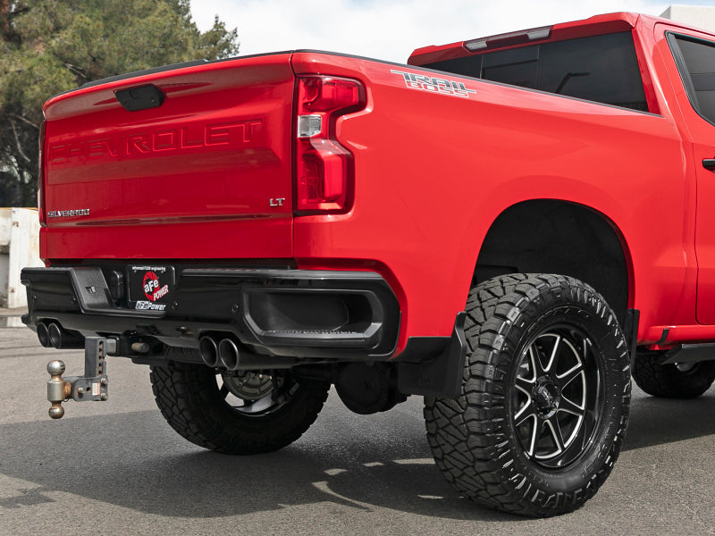 aFe Vulcan Series 3 cale 304 SS Cat-Back Układ Wydechowy z Czarnymi Końcówkami 2019 GM Silverado/Sierra 1500 V8-5.3L