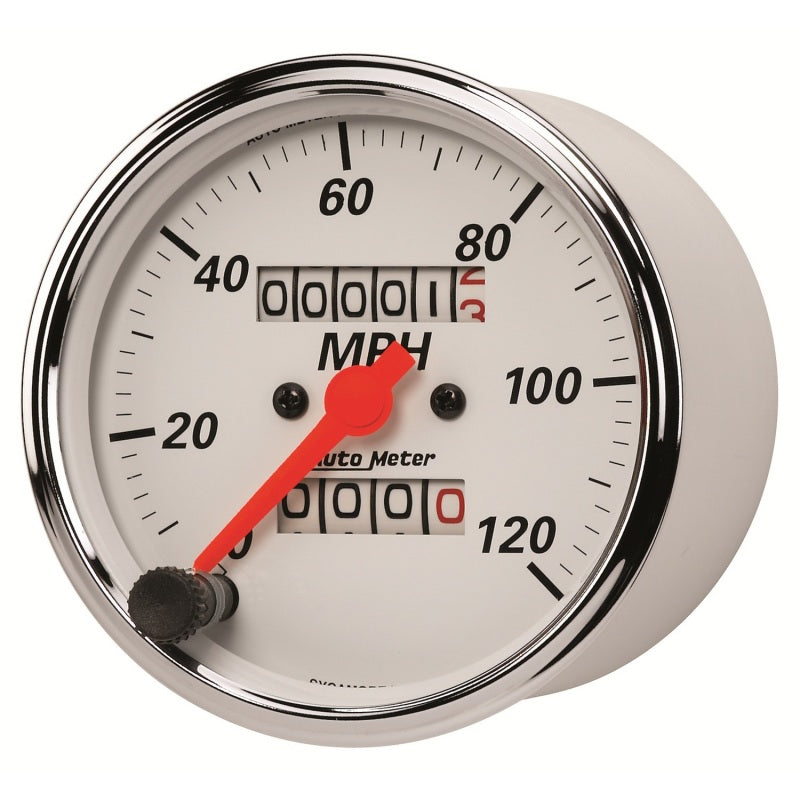 
                      
                        Autometer Arctic White 3-1/8in 0-120 MPH Mechanical Speedometer Gauge
                      
                    