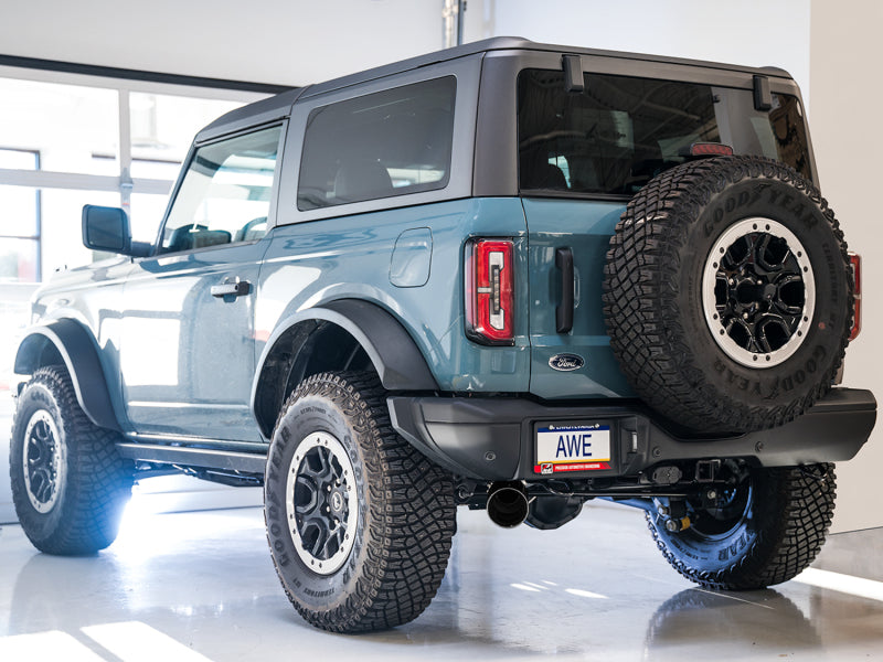 
                      
                        AWE Tuning 2021+ Ford Bronco 0FG Single Rear Exit Exhaust w/Diamond Black Tip & Bash Guard
                      
                    