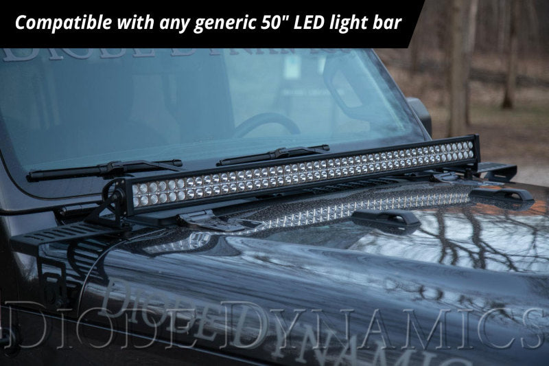 
                      
                        Diode Dynamics 18-21 Jeep JL Wrangler/Gladiator SS50 Hood LED Light Bar Kit - White Driving
                      
                    