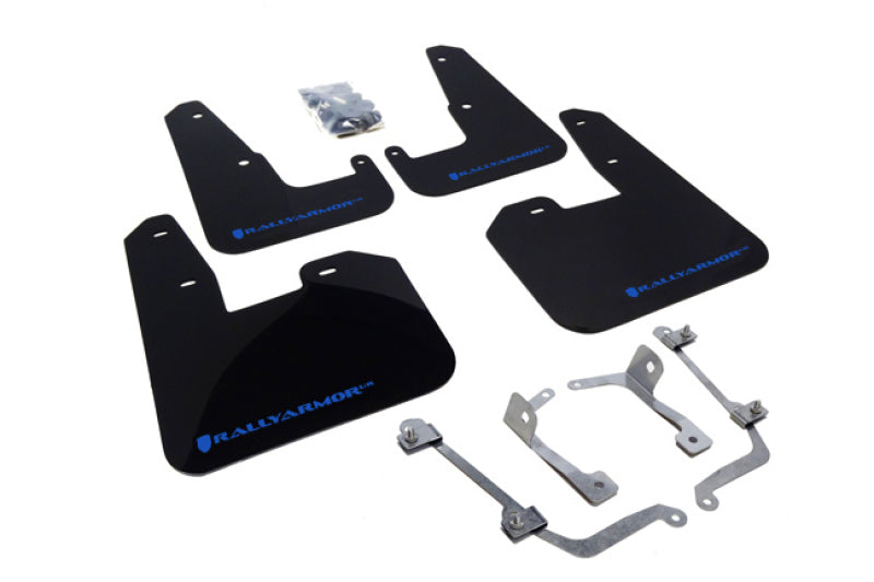 Rally Armor 08-11 Subaru STI (nur Hatch) / 11-14 WRX (nur Hatch) Schwarzer UR-Schmutzfänger mit blauem Logo