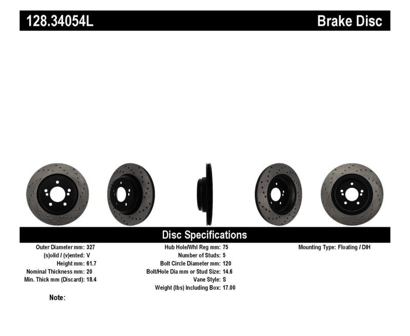 
                      
                        StopTech 01-07 BMW M3 (E46) / 00-04 M5 (E39) Drilled Left Rear Rotor
                      
                    