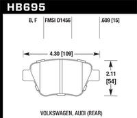 Hawk Performance HB695F.609 brake pad shape and dimensions — HB695 technical drawing