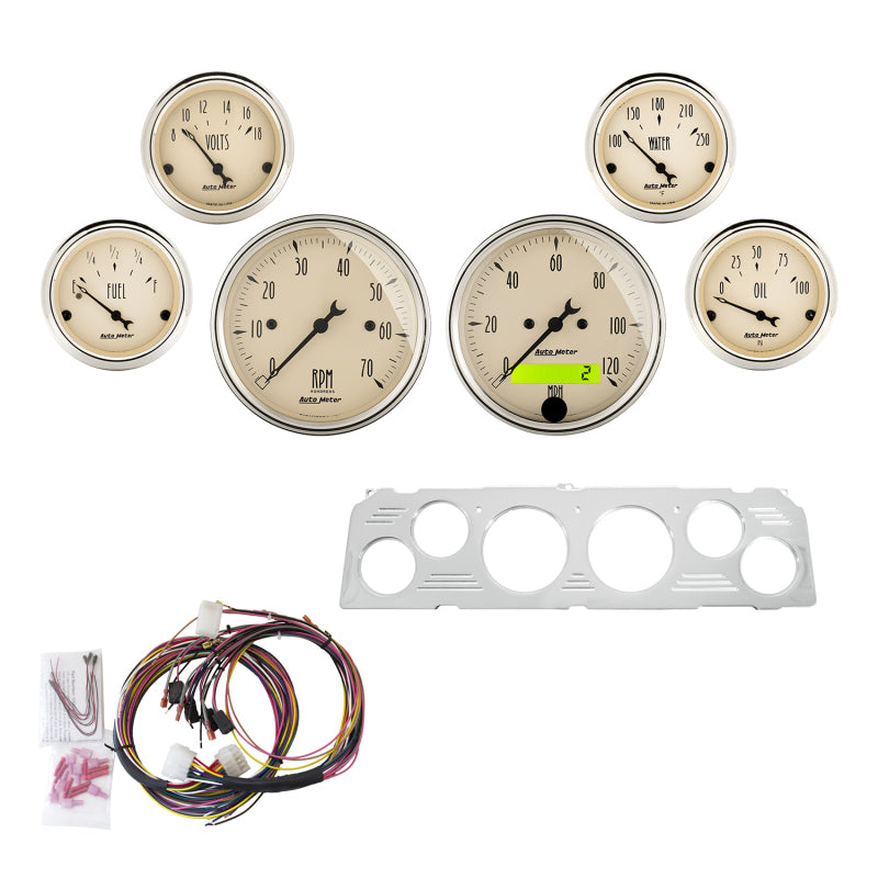 Autometer 6 Gauges Direct-Fit Dash Kit 64-66 Chevy - Antique Beige