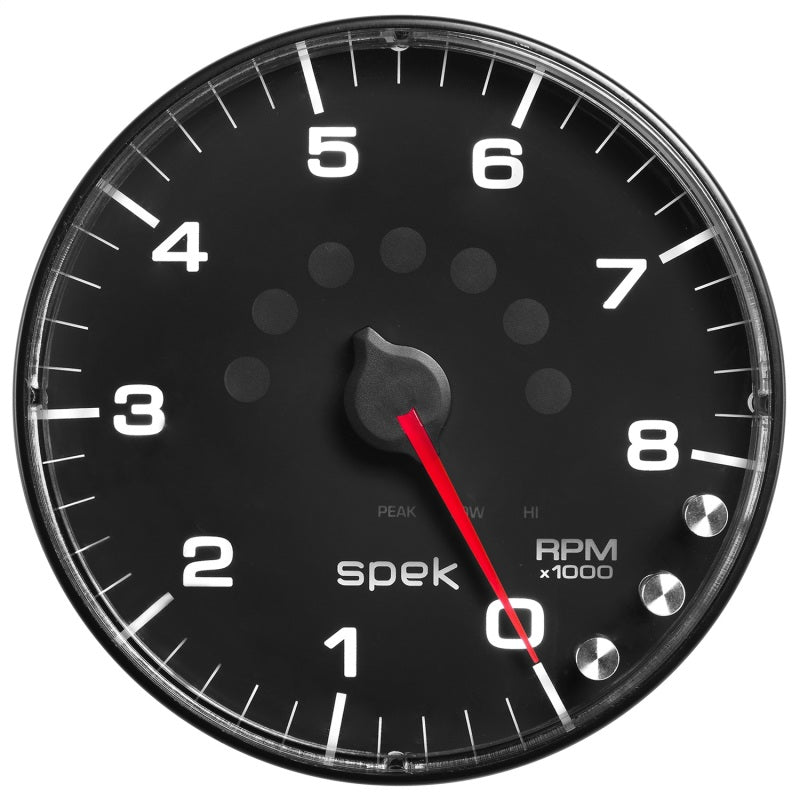 
                      
                        Autometer Spek-Pro Gauge Tachometer 5in 8K Rpm W/Shift Light & Peak Mem Black/Black
                      
                    