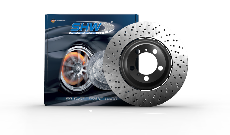 SHW 17-19 Audi RS3 2.5L Front Drilled-Dimpled Lightweight Brake Rotor (8V0615301R)