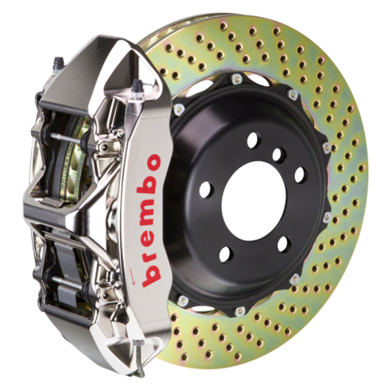 Brembo 12-14 328i M-Sport Hamulce (bez xDrive) Przód GTR BBK 6-tłoczkowe kute 380x32 2-częściowe tarcze wiercone-niklowane