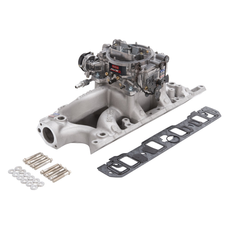 
                      
                        Edelbrock Manifold And Carb Kit Performer RPM Air-Gap Small Block Ford 289-302 Natural Finish
                      
                    