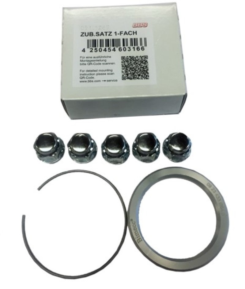 BBS PFS KIT - Honda / Acura - Includes 82mm OD - 64mm ID Ring / 82mm Clip / Lug Nuts