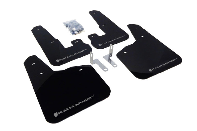 Rally Armor 10-14 Subaru Legacy Schwarzer UR-Schmutzfänger mit silbernem Logo