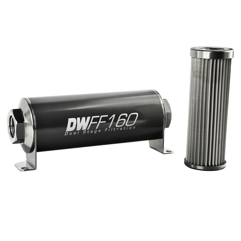 
                      
                        DeatschWerks Stainless Steel 10AN 10 Micron Universal Inline Fuel Filter Housing Kit (160mm)
                      
                    