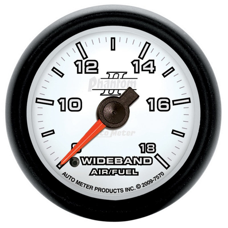 Autometer Phantom II 52mm Full Sweep Electronic 8:1-18:1 AFR Wideband Air/Fuel Ratio Analog Gauge