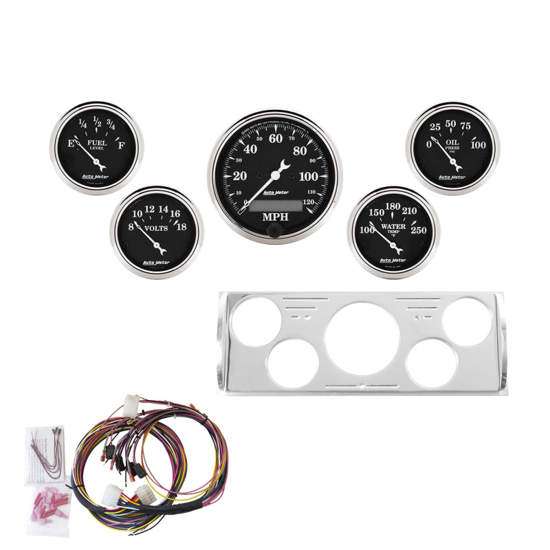 Autometer 40-46 Chevrolet Truck 5 Gauge Dash Kit (MPH/FUEL/OILP/WTMP/BAT) - Old Tyme Black