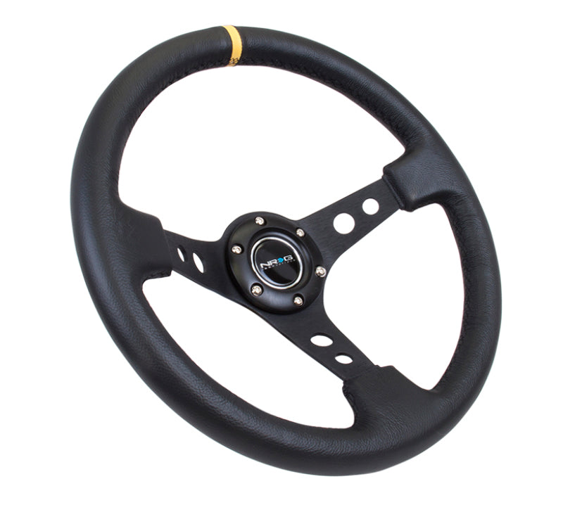 
                      
                        NRG Reinforced Steering Wheel (350mm / 3in. Deep) Blk Leather w/Blk Cutout Spoke/Yellow Center Mark
                      
                    