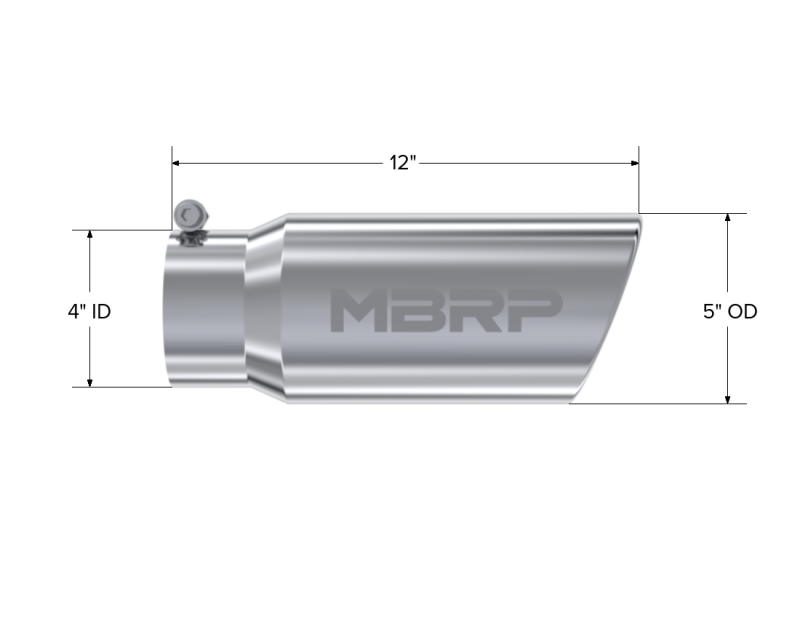 
                      
                        MBRP Universal Tip 5 O.D. Angled Rolled End 4 inlet 12 length
                      
                    