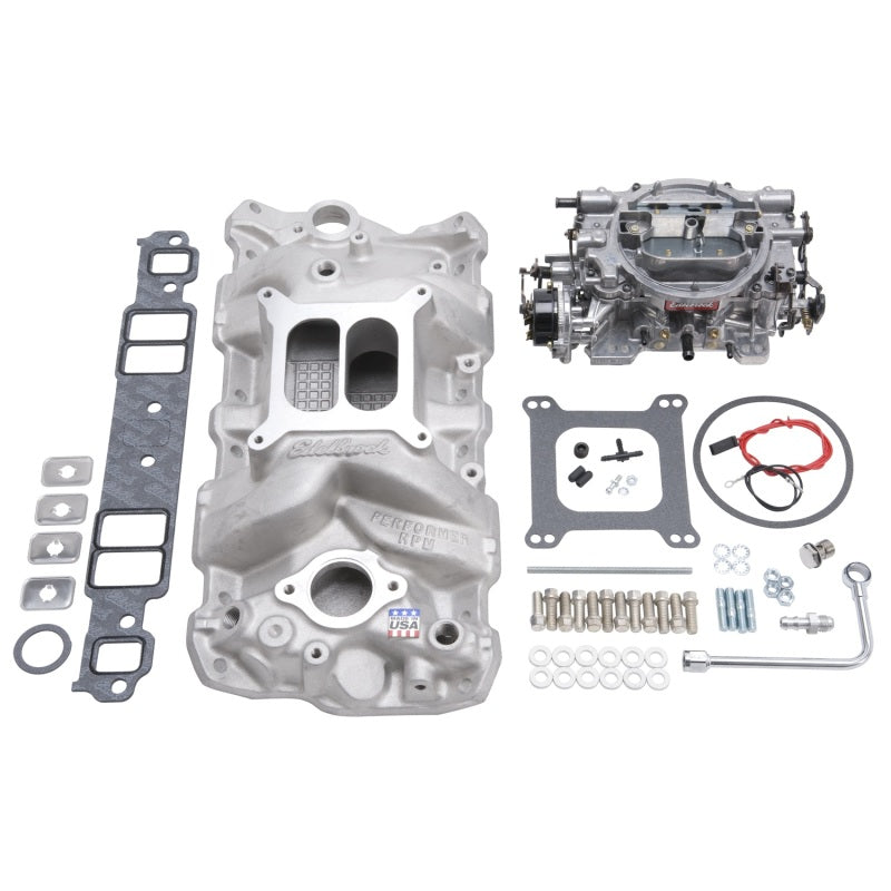 
                      
                        Edelbrock Manifold And Carb Kit Performer RPM Small Block Chevrolet 1957-1986 Natural Finish
                      
                    