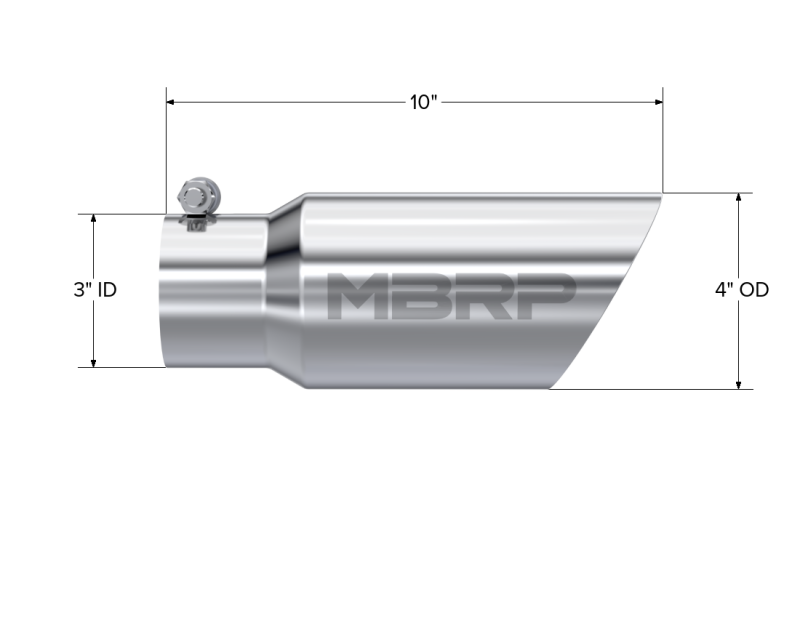 
                      
                        MBRP Universal Tip 4in OD 3in Inlet 10in Length Dual Wall Angled End T304
                      
                    