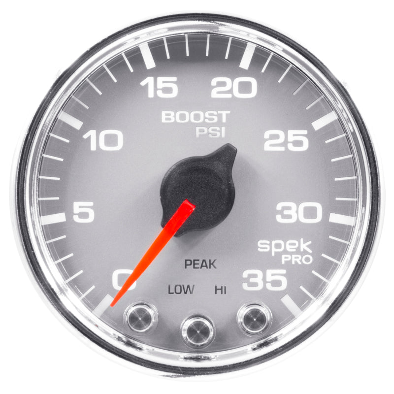 
                      
                        Autometer Spek-Pro Gauge Boost 2 1/16in 35psi Stepper Motor W/Peak & Warn Silver/Chrome
                      
                    