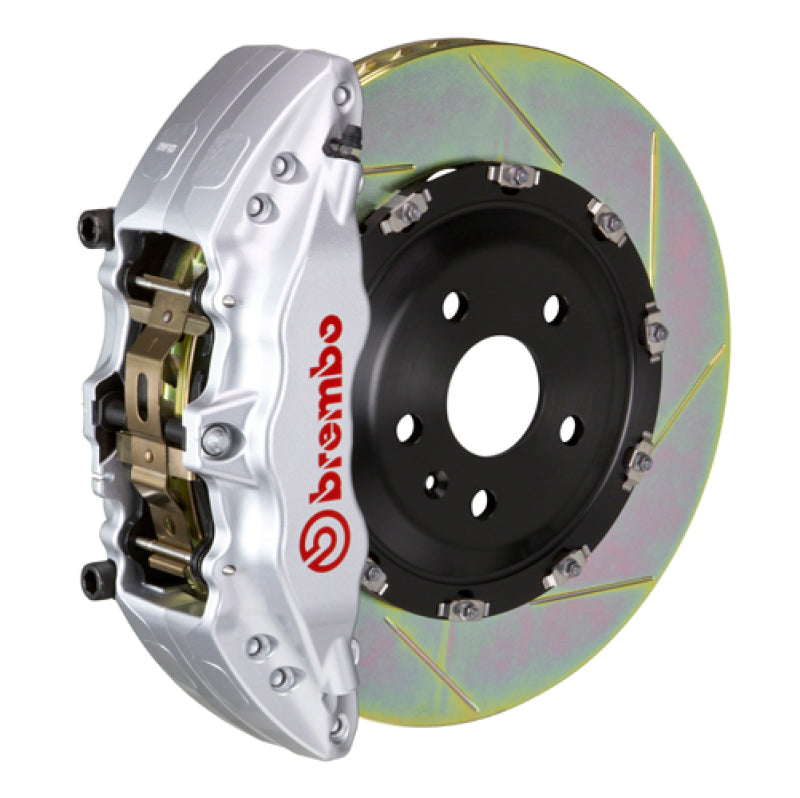 Brembo 14-18 1500 Sierra Exc Alum Fr Knuckl Fr GT BBK 6Pis Cast 2pc 380x34 2pc Rtr Slot Type1-Silv