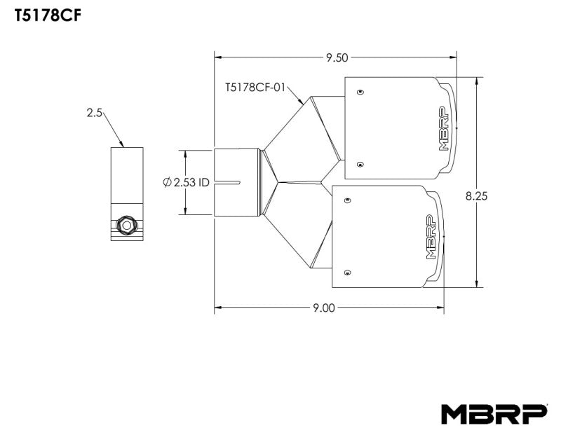 
                      
                        MBRP Universal Carbon Fiber Dual Tip 4in OD/2.5in Inlet
                      
                    