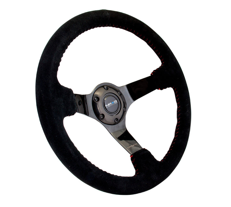 
                      
                        NRG Reinforced Steering Wheel (350mm / 3in. Deep) Blk Suede w/Red BBall Stitch & Black 3-Spoke
                      
                    