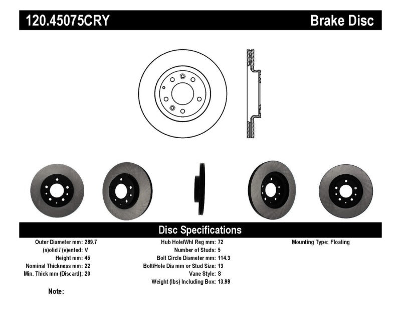 
                      
                        Stoptech 06-15 Mazda Miata MX-5 Front Premium Cryostop Brake Rotor
                      
                    