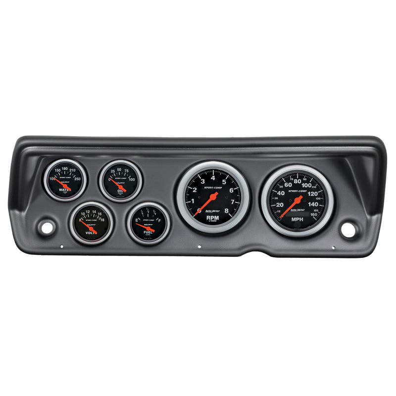 Autometer Sport-Comp 70-76 Duster/ Demon/ Dart Dash Kit 6pc Tach / MPH / Fuel / Oil / WTMP / Volt