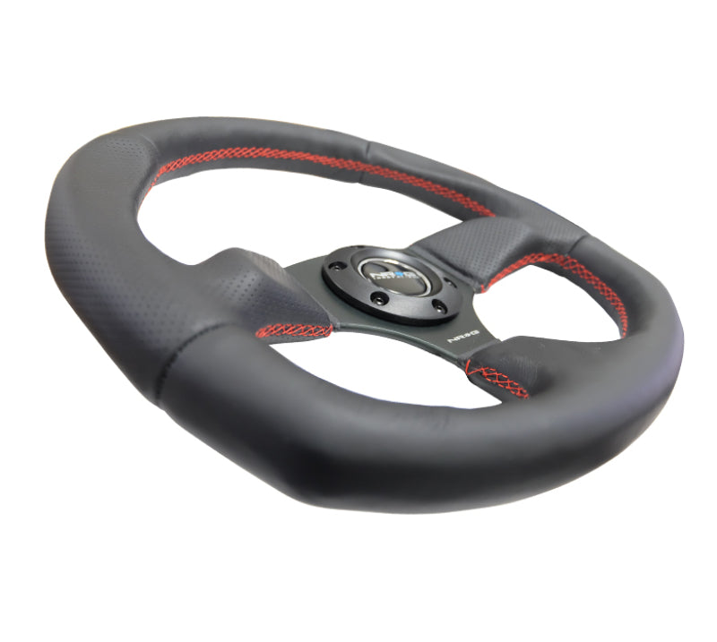 
                      
                        NRG Reinforced Steering Wheel (320mm Horizontal / 330mm Vertical) Leather w/Red Stitching
                      
                    