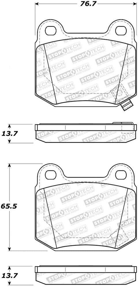 
                      
                        StopTech 03-06 Mitsubishi Lancer Sport Brake Pads w/Shims and Hardware - Rear
                      
                    